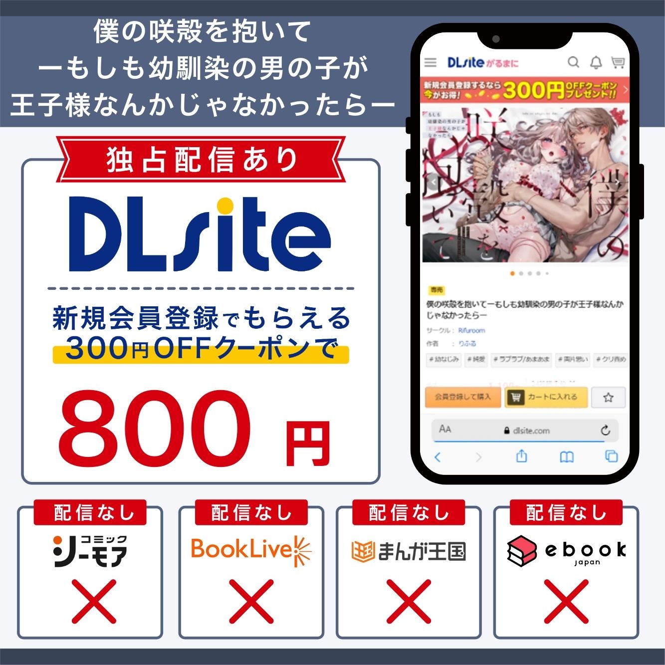 『僕の咲殻を抱いてーもしも幼馴染の男の子が王子様なんかじゃなかったらー』の 各電子書籍サイトの配信状況