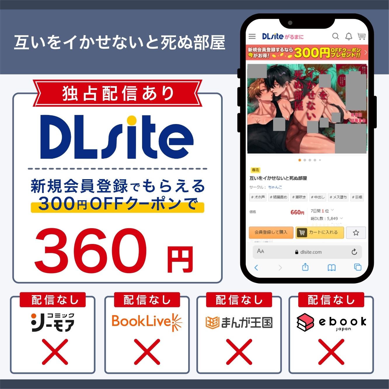 『 互いをイかせないと死ぬ部屋』の各電子書籍サイトの配信状況