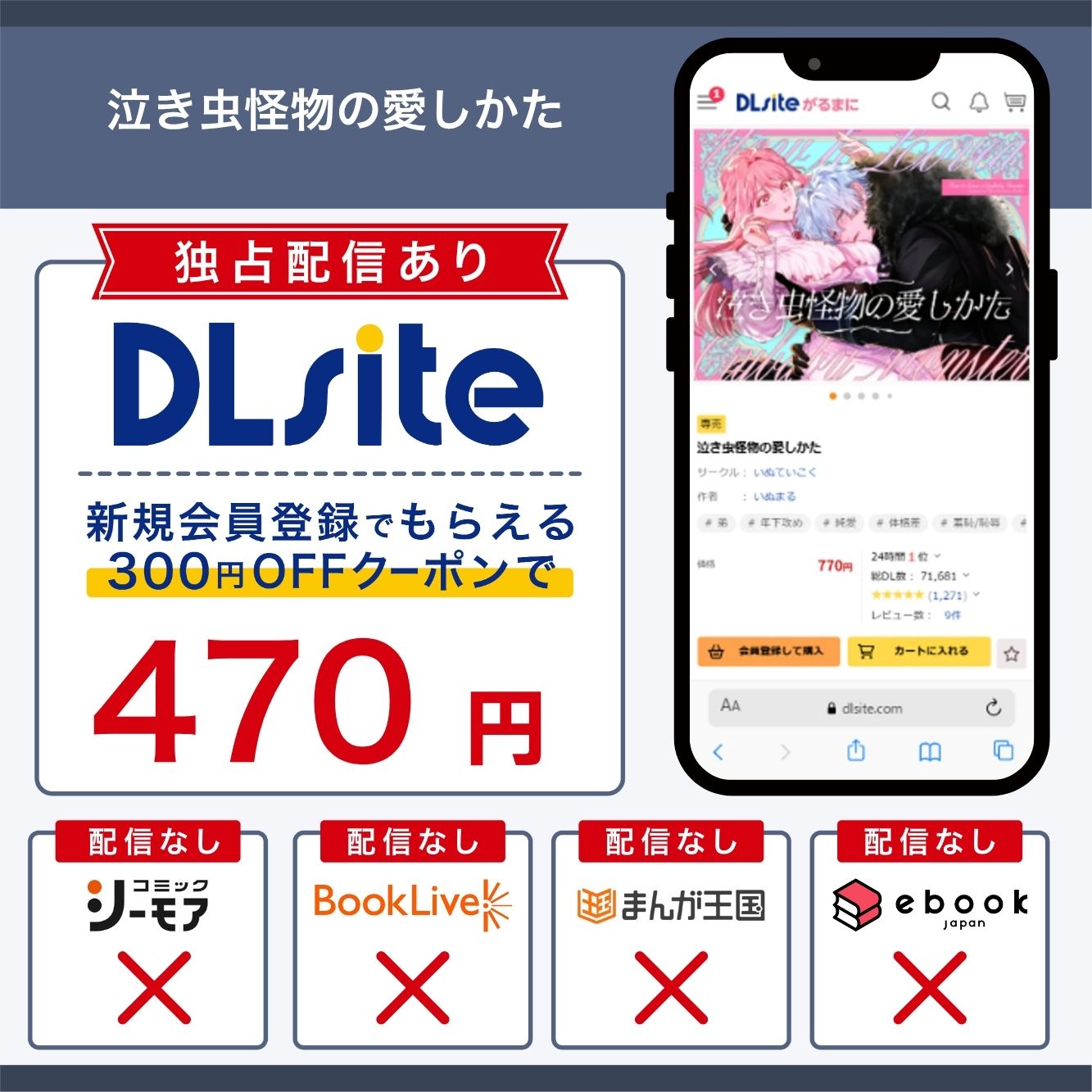 『泣き虫怪物の愛しかた』の各電子書籍サイトの配信状況
