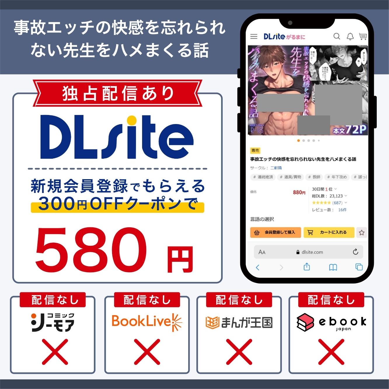 『事故エッチの快感を忘れられない先生をハメまくる話』の各電子書籍サイトの配信状況